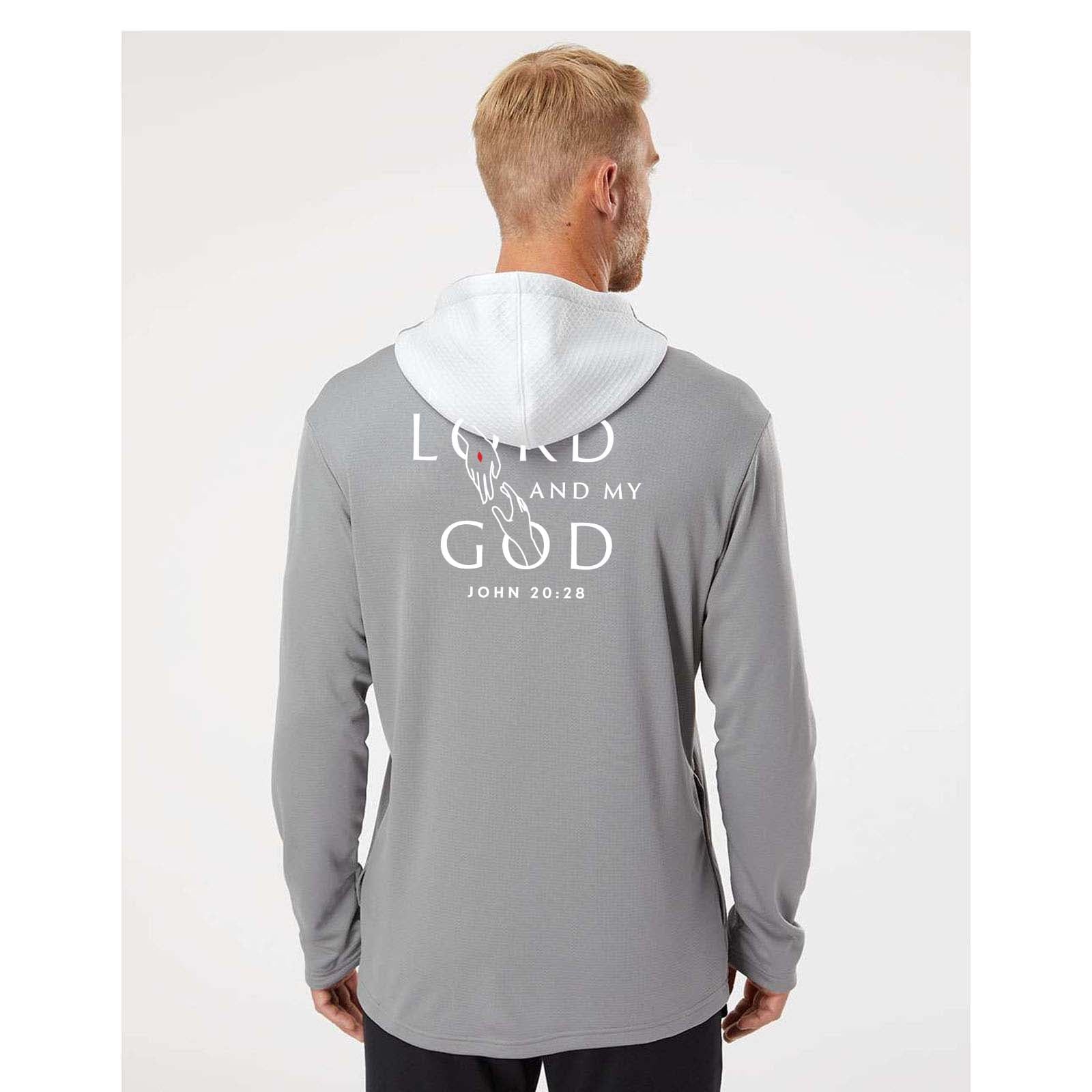 St. Thomas Catholic Church Adidas - Textured Mixed Media Hooded Sweatshirt Printed - Mato & Hash