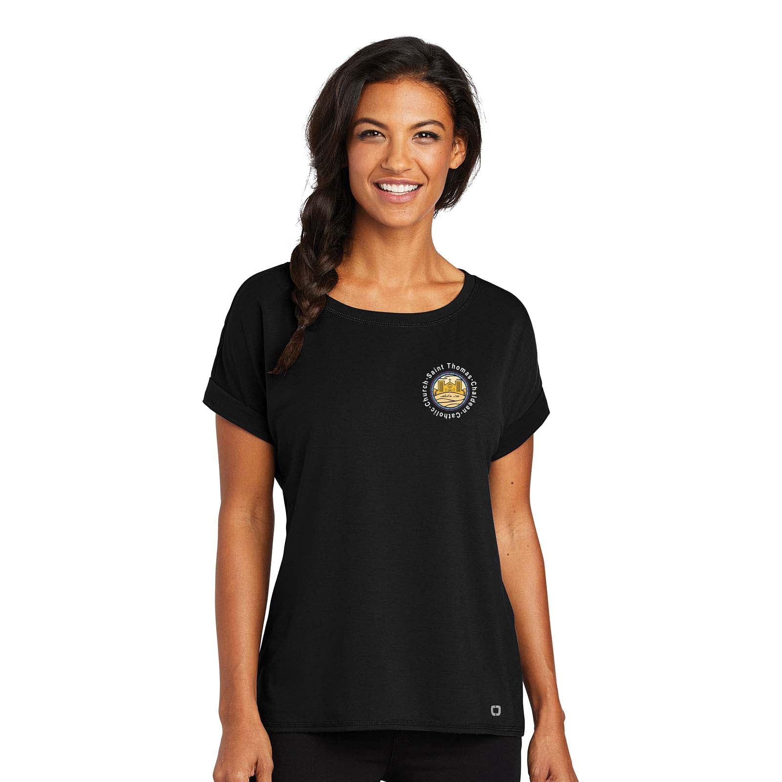 St. Thomas Catholic Church OGIO ® Ladies Luuma Cuffed Short Sleeve Printed - Mato & Hash