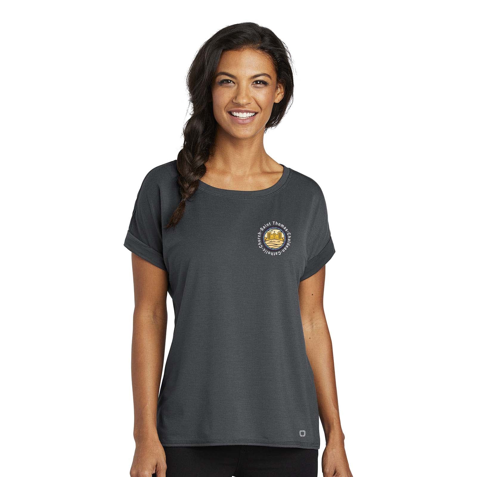 St. Thomas Catholic Church OGIO ® Ladies Luuma Cuffed Short Sleeve Printed - Mato & Hash
