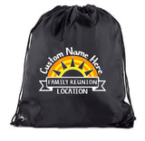 Sunset Full Color Custom Name & Location Family Reunion Polyester Drawstring Bag