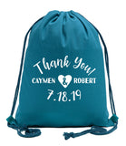 Thank You Heart Custom Names & Date Cotton Drawstring Bag