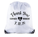 Thank You Heart Custom Names & Date Polyester Drawstring Bag - Mato & Hash