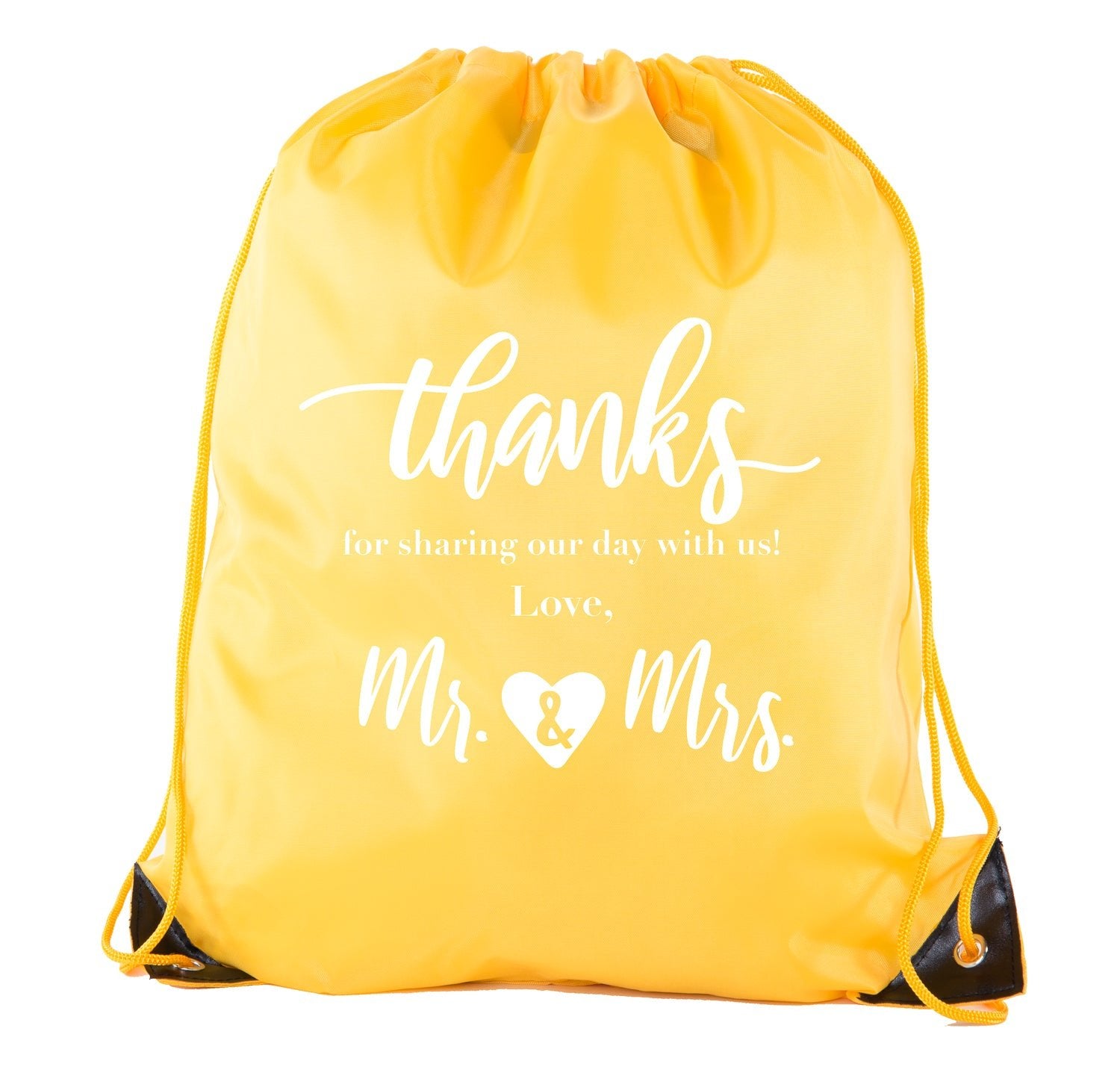 Thanks for Sharing Our Day - Love, Mr. & Mrs. Polyester Drawstring Bag - Mato & Hash