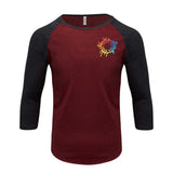 Threadfast Apparel Unisex Triblend 3/4-Sleeve Raglan Embroidery