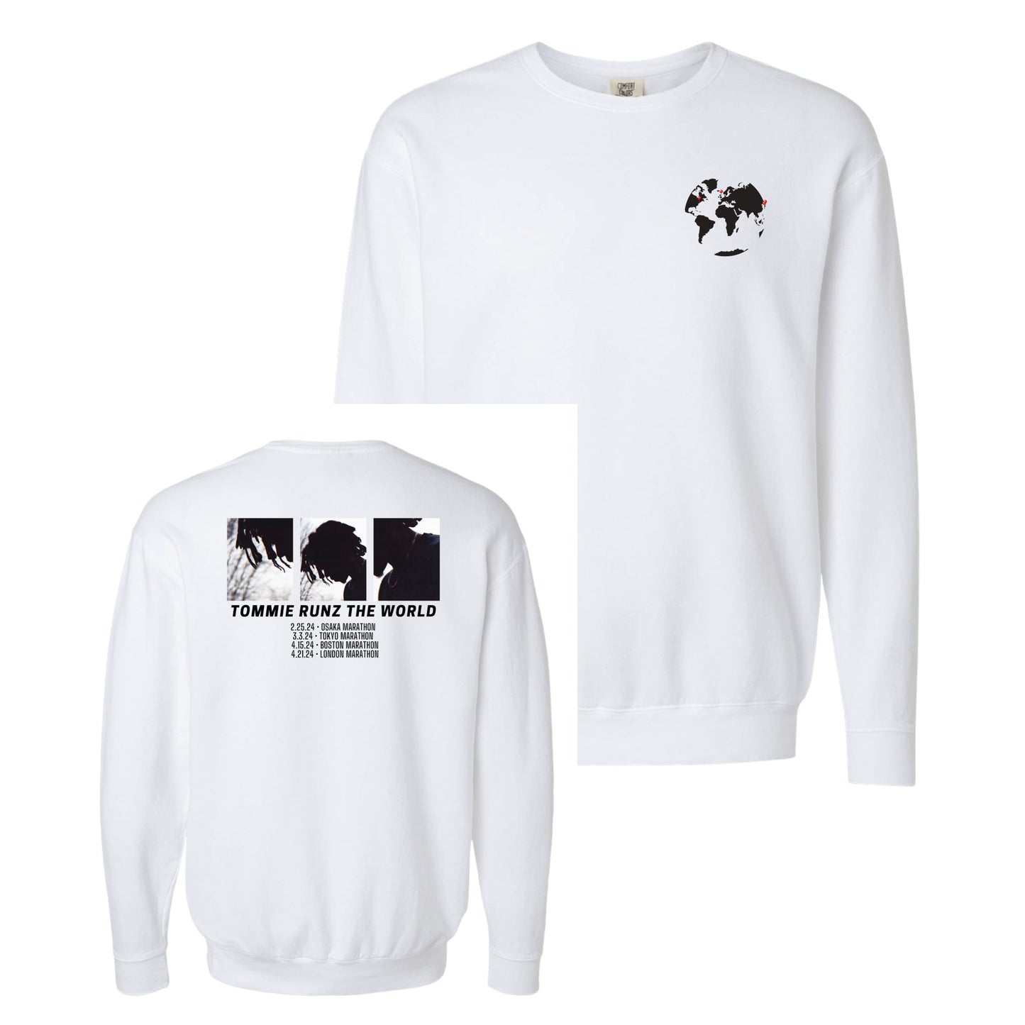 Tommy Runz the World Comfort Colors Garment-Dyed Lightweight Fleece Crewneck Sweatshirt - Mato & Hash