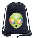 Trippy Eyed Alien Cotton Drawstring Bag