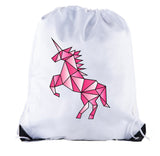 Unicorn Rearing Polyester Drawstring Bag