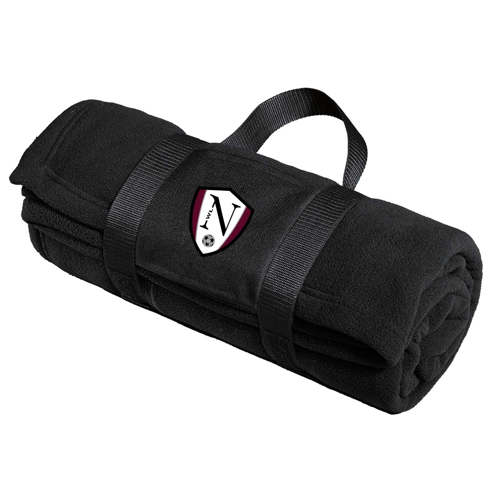 Walled Lake Women's Soccer Port Authority® Fleece Blanket with Carrying Strap Embroidery - Mato & Hash