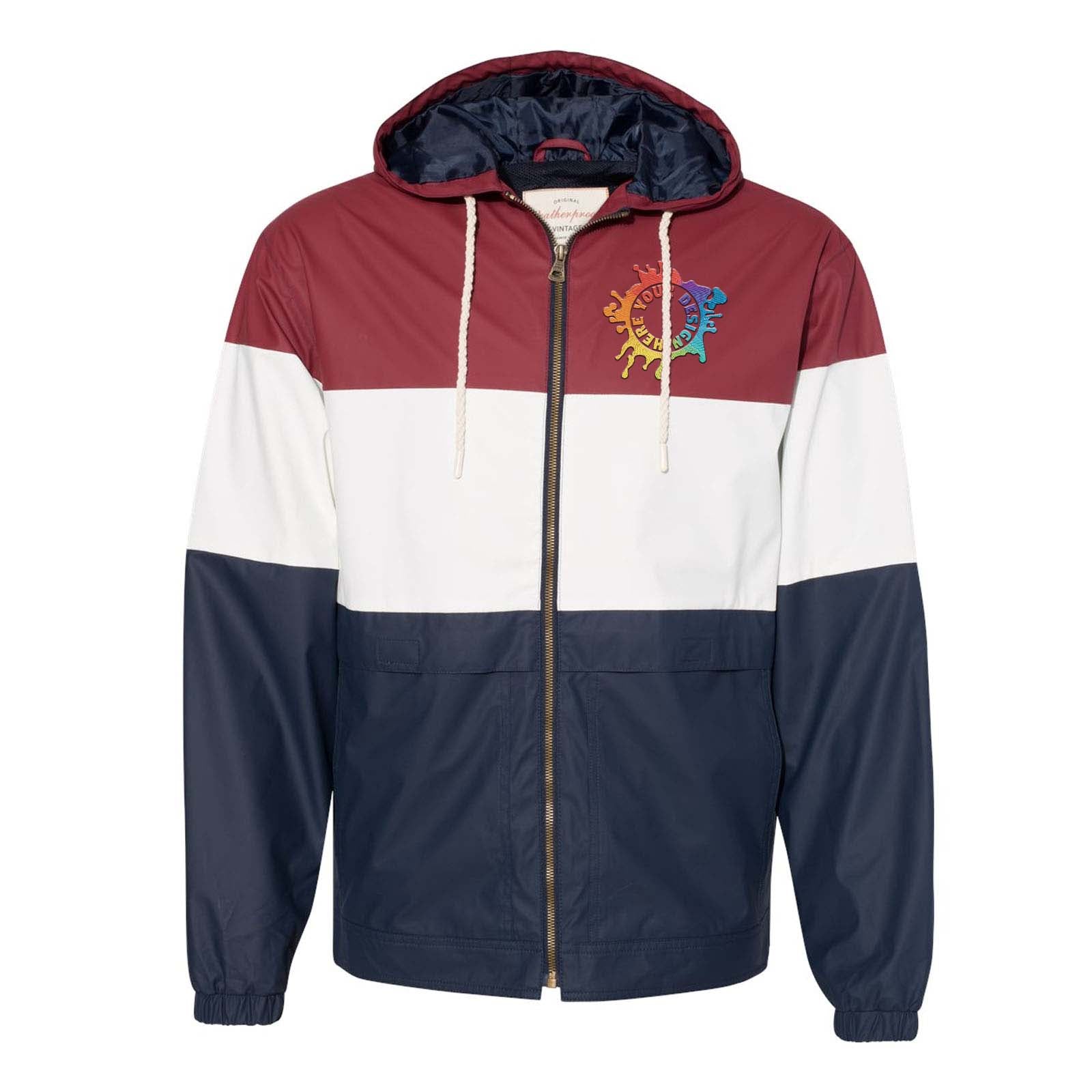 Weatherproof - Vintage Colorblocked Hooded Rain Jacket Embroidery - Mato & Hash