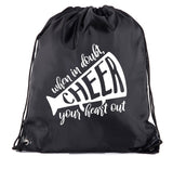When in Doubt, Cheer Your Heart Out Polyester Drawstring Bag