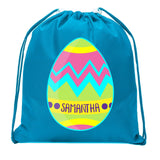 Zig Zag Easter Egg Custom Name Mini Polyester Drawstring Bag