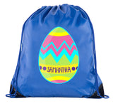 Zig Zag Easter Egg Custom Name Polyester Drawstring Bag - Mato & Hash