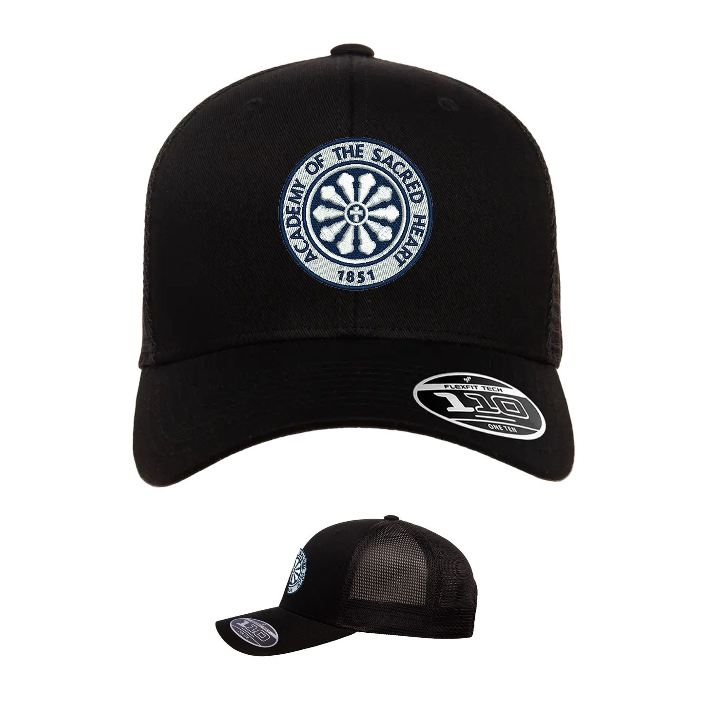ASH -  Embroidered Rose Window Flexfit Adjustable Trucker Cap