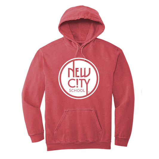 New City School - Circle  Logo Printed on Comfort Colors Hooded Sweatshirt