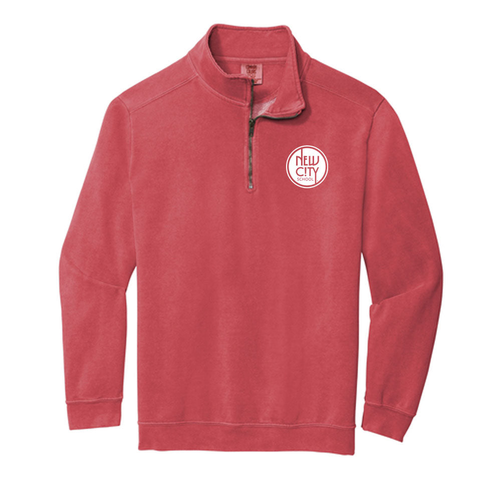 New City School -  Left Chest Circle Print  - Comfort Colors 1/4 Zip Sweatshirt