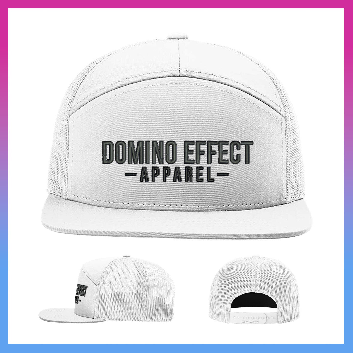 Domino Effect Apparel - Puff Embroidered Richardson 7-Panel Trucker Cap