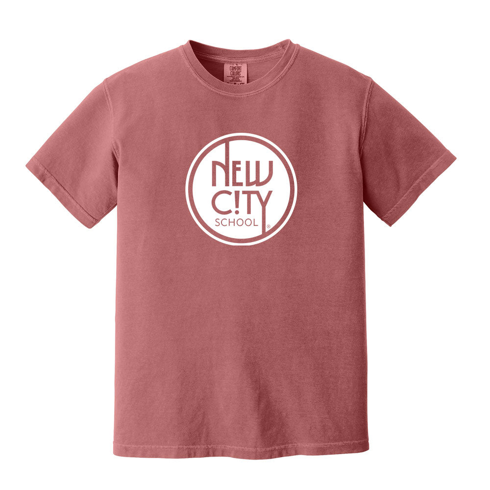 New City School - Circle  logo Print  - Comfort Colors Unisex Garment-Dyed Heavyweight  T-Shirt