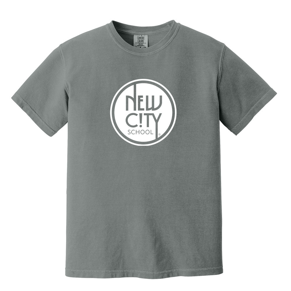 New City School - Circle  logo Print  - Comfort Colors Unisex Garment-Dyed Heavyweight  T-Shirt