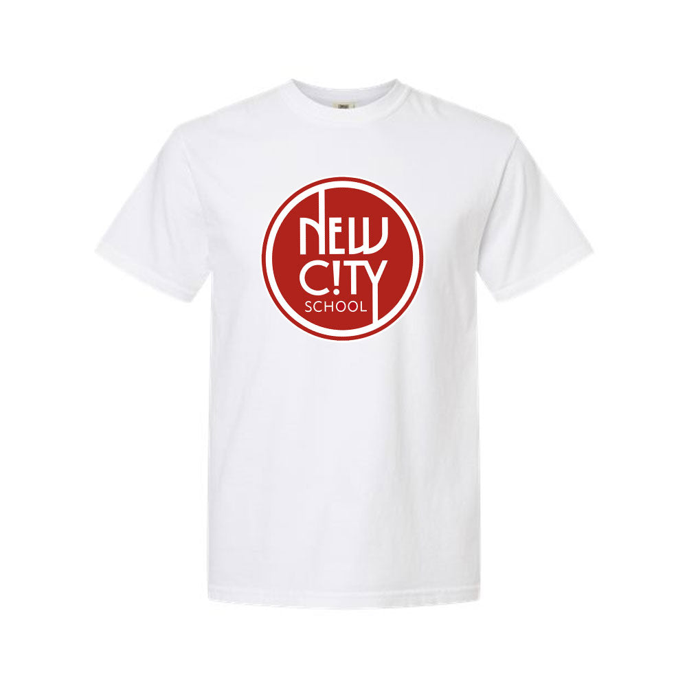 New City School - Circle  logo Print  - Comfort Colors Unisex Garment-Dyed Heavyweight  T-Shirt