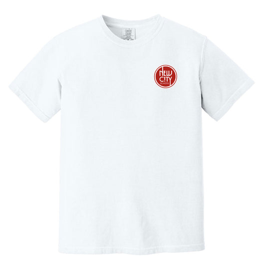 New City School - Red Circle  Left Chest  - Comfort Colors Unisex Garment-Dyed Heavyweight  T-Shirt