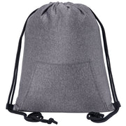 Embroidery Mélange Drawstring Gym Bag With Quick-Access Pocket