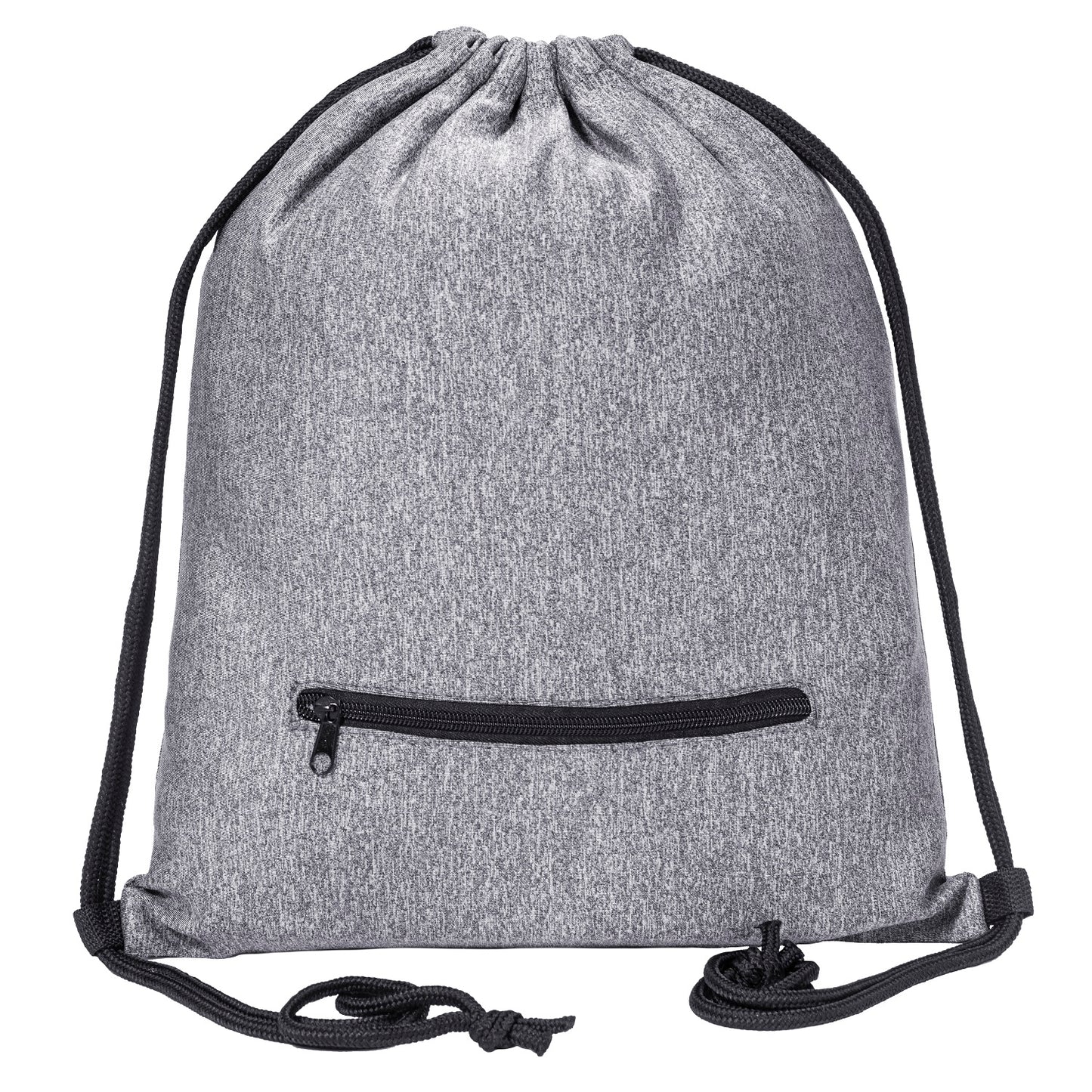 Custom Mélange Drawstring Gym Bag With Zipper Pocket