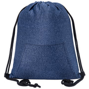 Embroidery Mélange Drawstring Gym Bag With Quick-Access Pocket