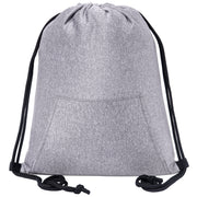 Embroidery Mélange Drawstring Gym Bag With Quick-Access Pocket