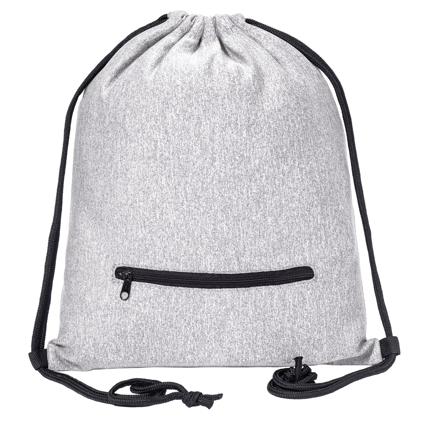 Custom Mélange Drawstring Gym Bag With Zipper Pocket