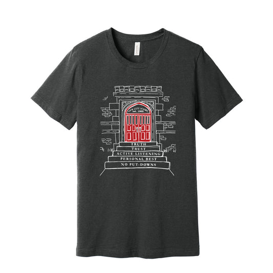 New City School - Red Door/Rules To Live By  - Bella + Canvas Unisex Cotton/Polyester Blend T-Shirt - Printed