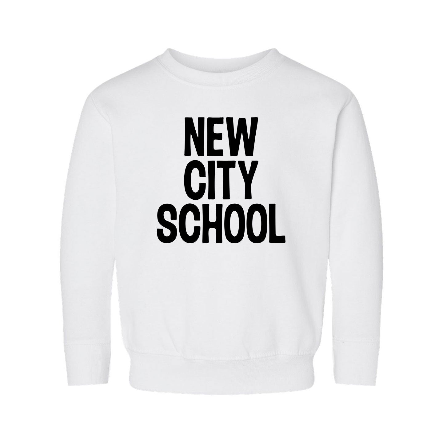 New City School - Black Stacked Toddler Rabbit Skins Fleece Crewneck Sweatshirt