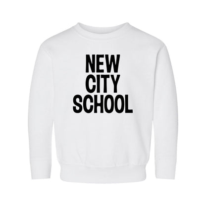 New City School - Black Stacked Toddler Rabbit Skins Fleece Crewneck Sweatshirt