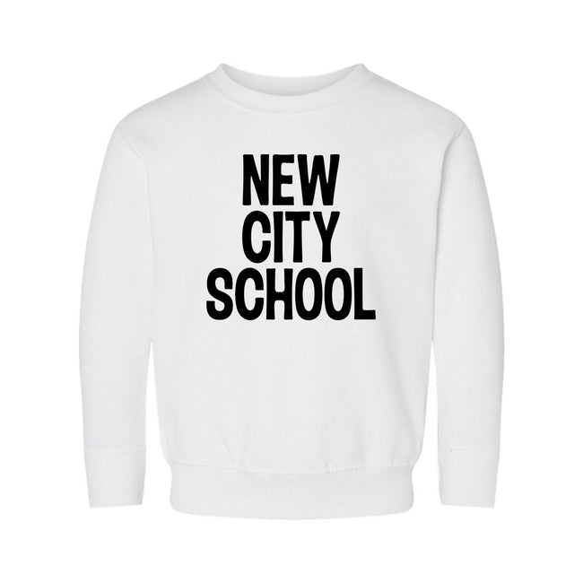 New City School - Black Stacked Toddler Rabbit Skins Fleece Crewneck Sweatshirt