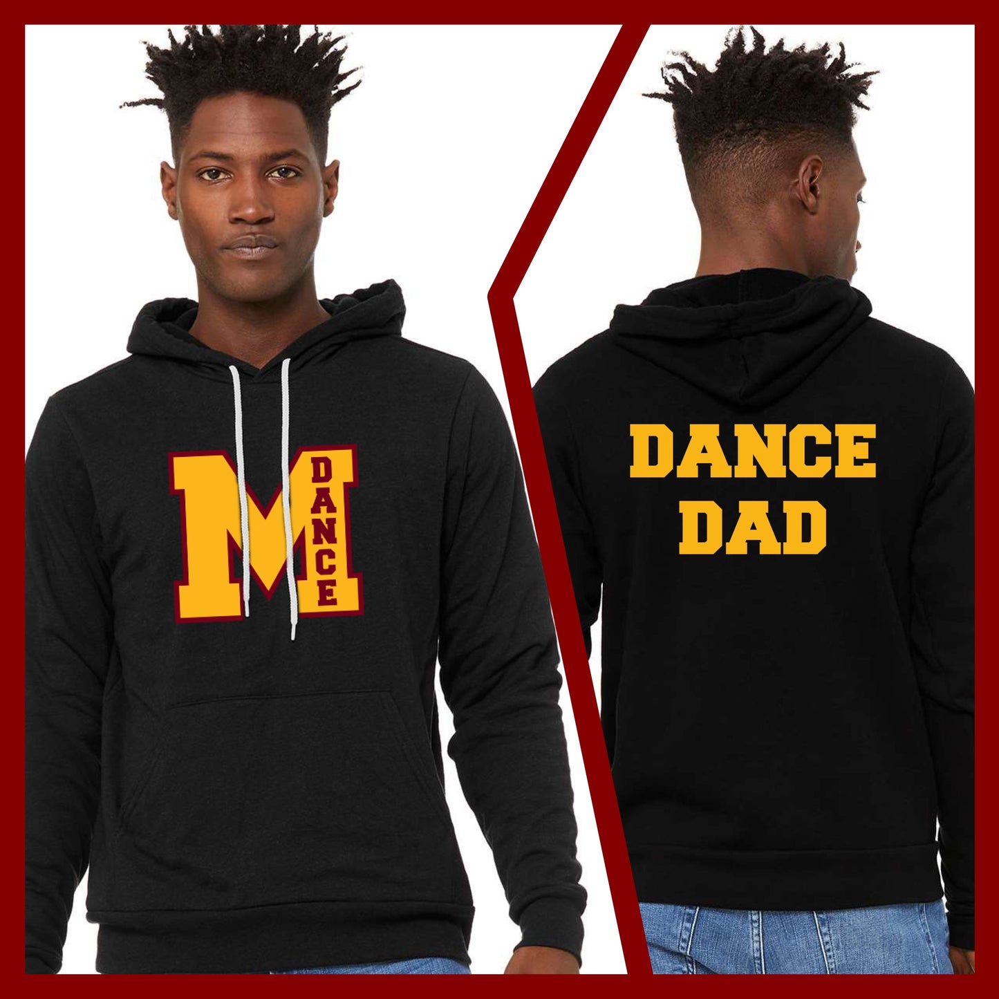 Mercy Varsity Dance - MOM/DAD Bella+Canvas Unisex Sponge Fleece Hoodie (Double Sided)