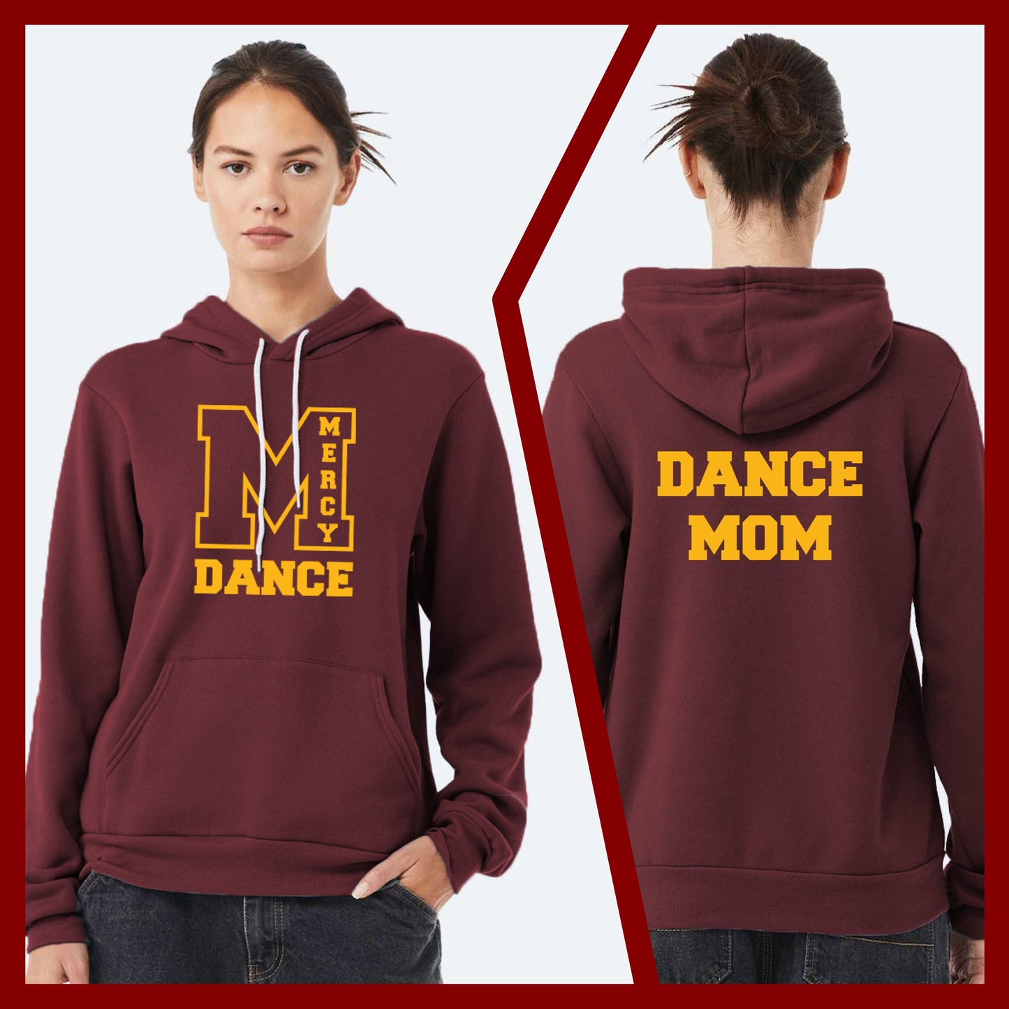 Mercy Varsity Dance - MOM/DAD Bella+Canvas Unisex Sponge Fleece Hoodie (Double Sided)