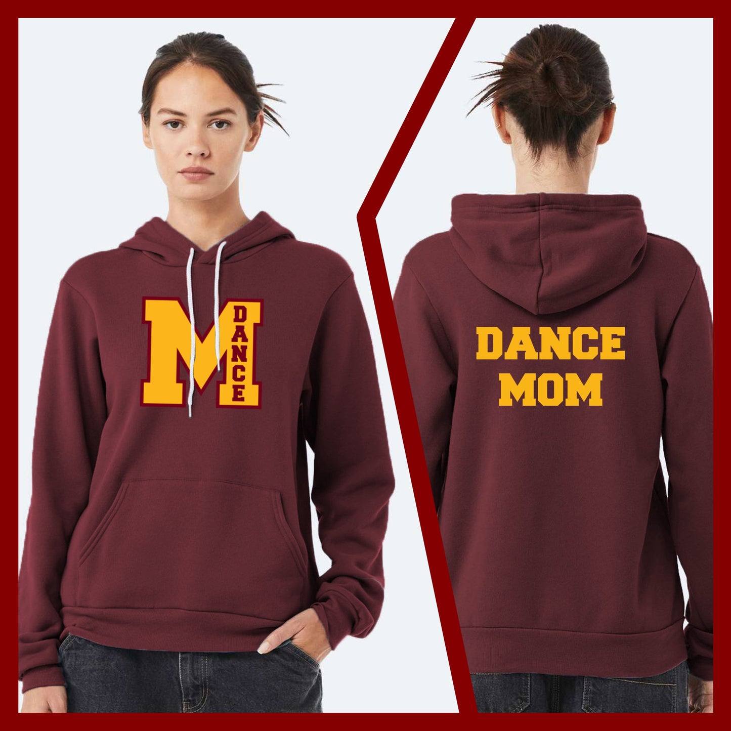 Mercy Varsity Dance - MOM/DAD Bella+Canvas Unisex Sponge Fleece Hoodie (Double Sided)