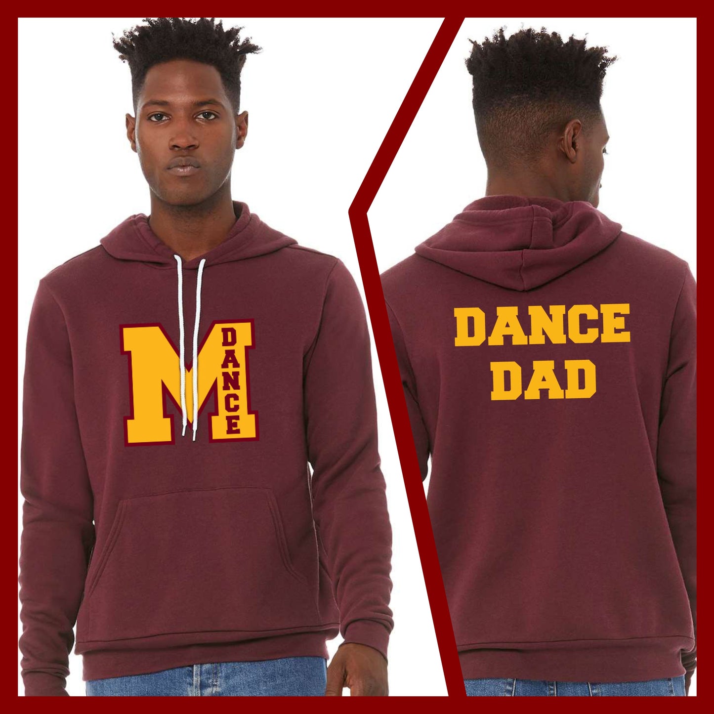 Mercy Varsity Dance - MOM/DAD Bella+Canvas Unisex Sponge Fleece Hoodie (Double Sided)