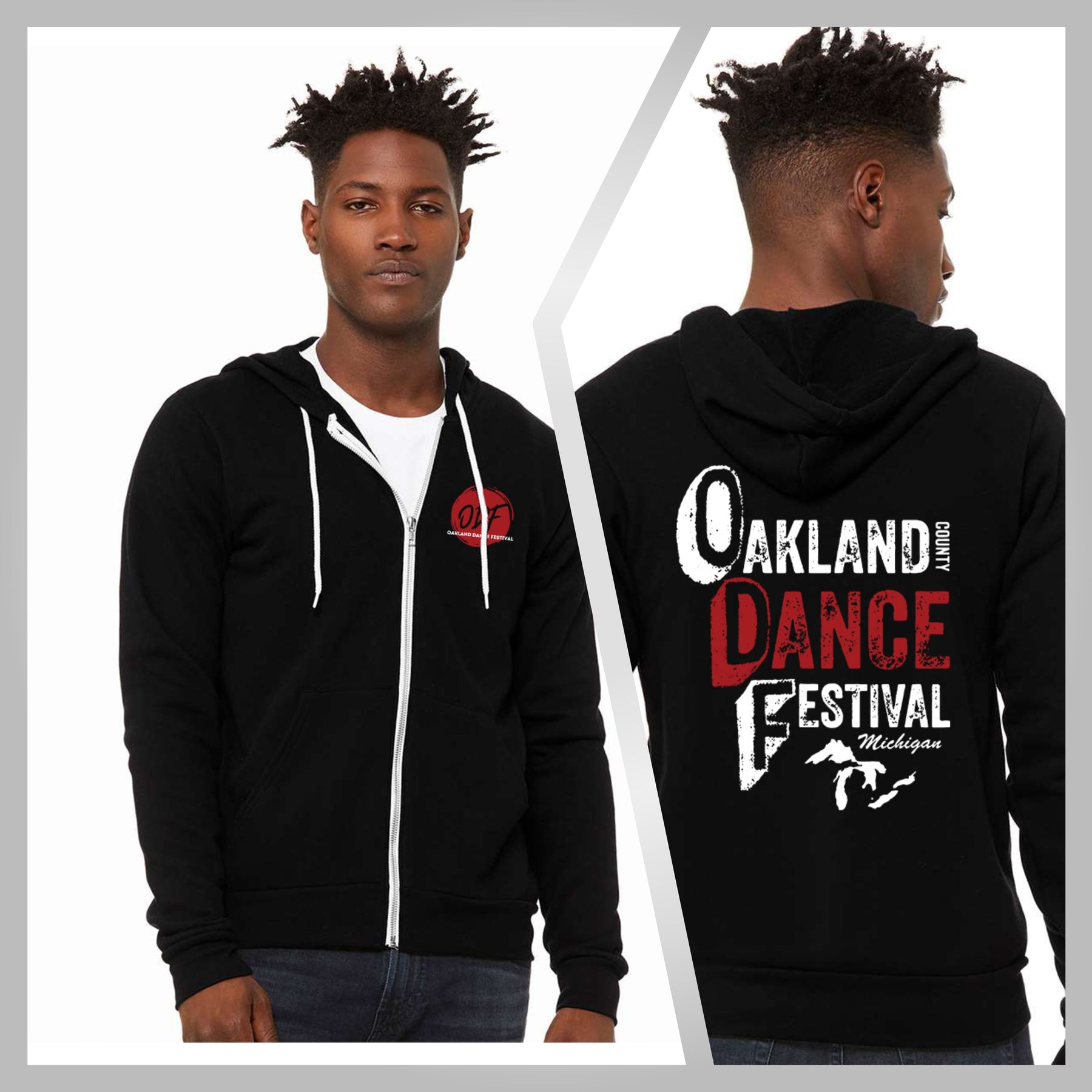 Oakland Dance Festival - BELLA + CANVAS Sponge Fleece Full-Zip Hoodie (Double Sided)