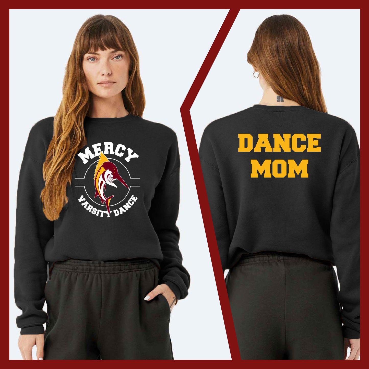 Mercy Varsity Dance - MOM/DAD Bella+Canvas Unisex Drop Shoulder Sweatshirt (Double Sided)