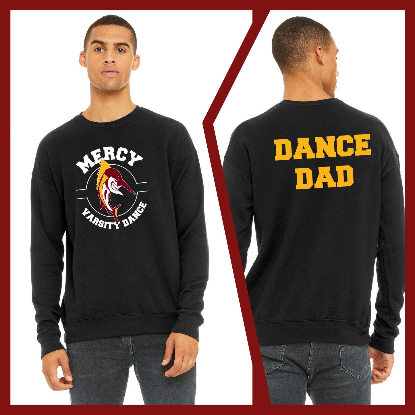 Mercy Varsity Dance - MOM/DAD Bella+Canvas Unisex Drop Shoulder Sweatshirt (Double Sided)