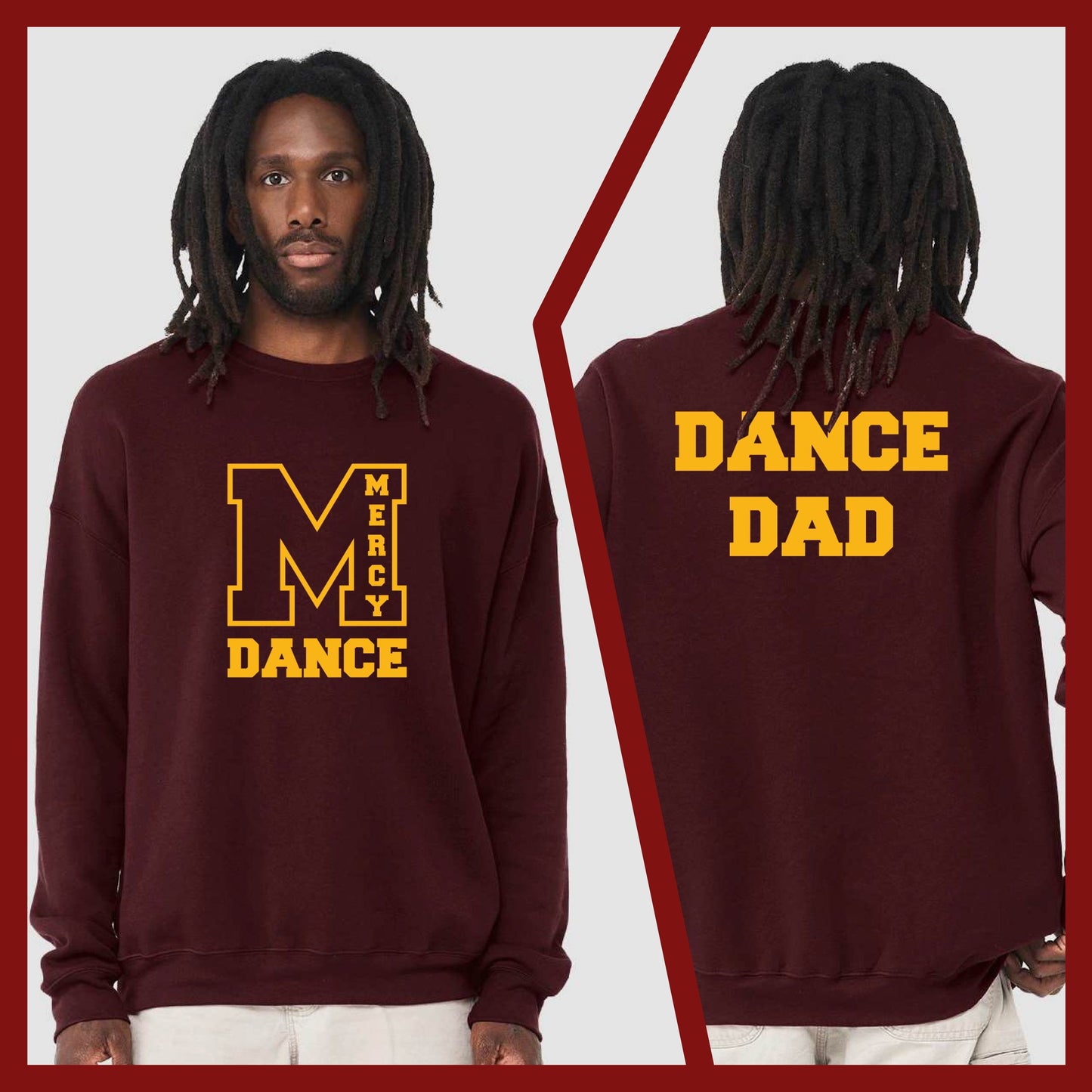 Mercy Varsity Dance - MOM/DAD Bella+Canvas Unisex Drop Shoulder Sweatshirt (Double Sided)