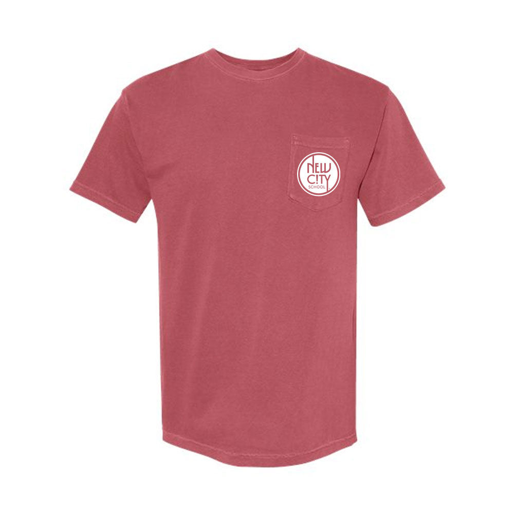 New City School - Circle Pocket Print  -Comfort Colors Unisex Garment-Dyed Heavyweight Pocket T-Shirt