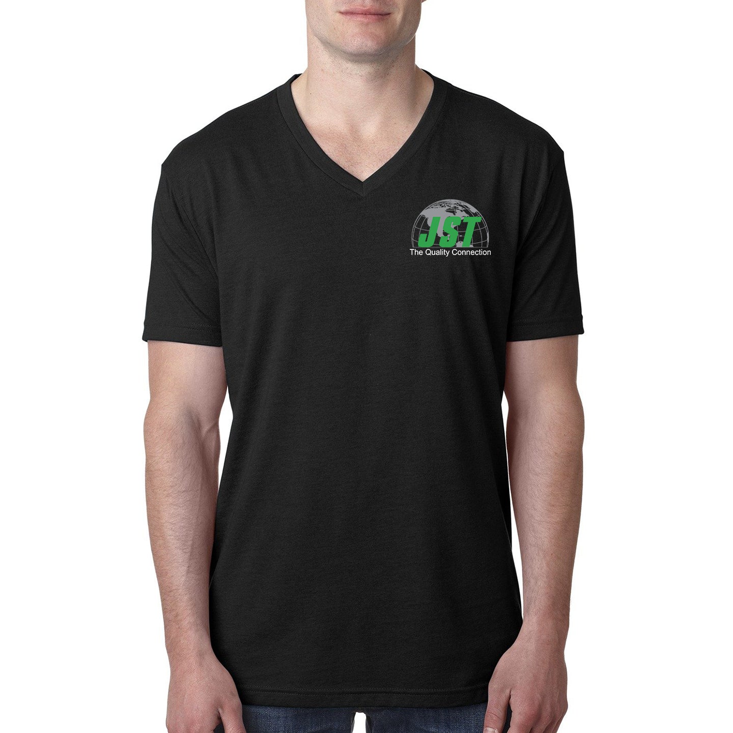 JST - Next Level Unisex 60/40 Blend Printed V-Neck T-Shirt with Crest Logo