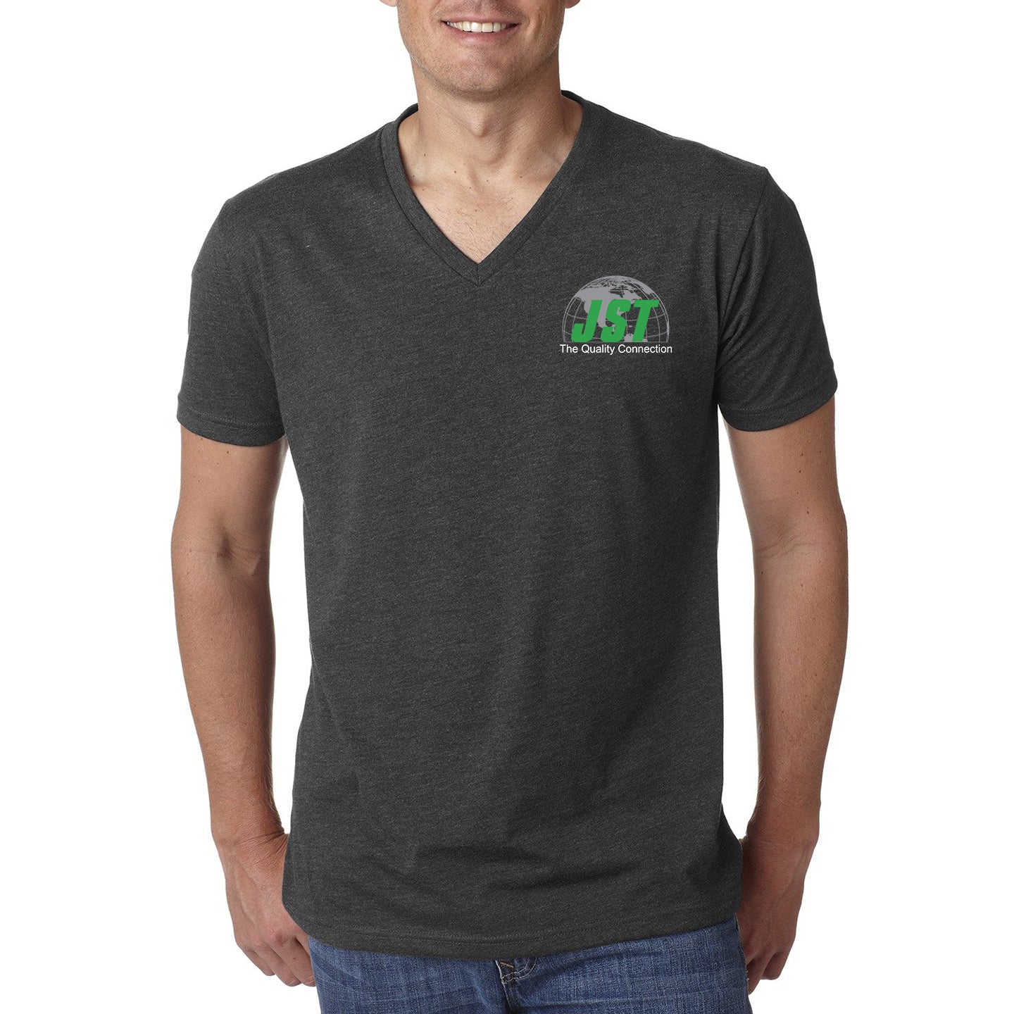 JST - Next Level Unisex 60/40 Blend Printed V-Neck T-Shirt with Crest Logo