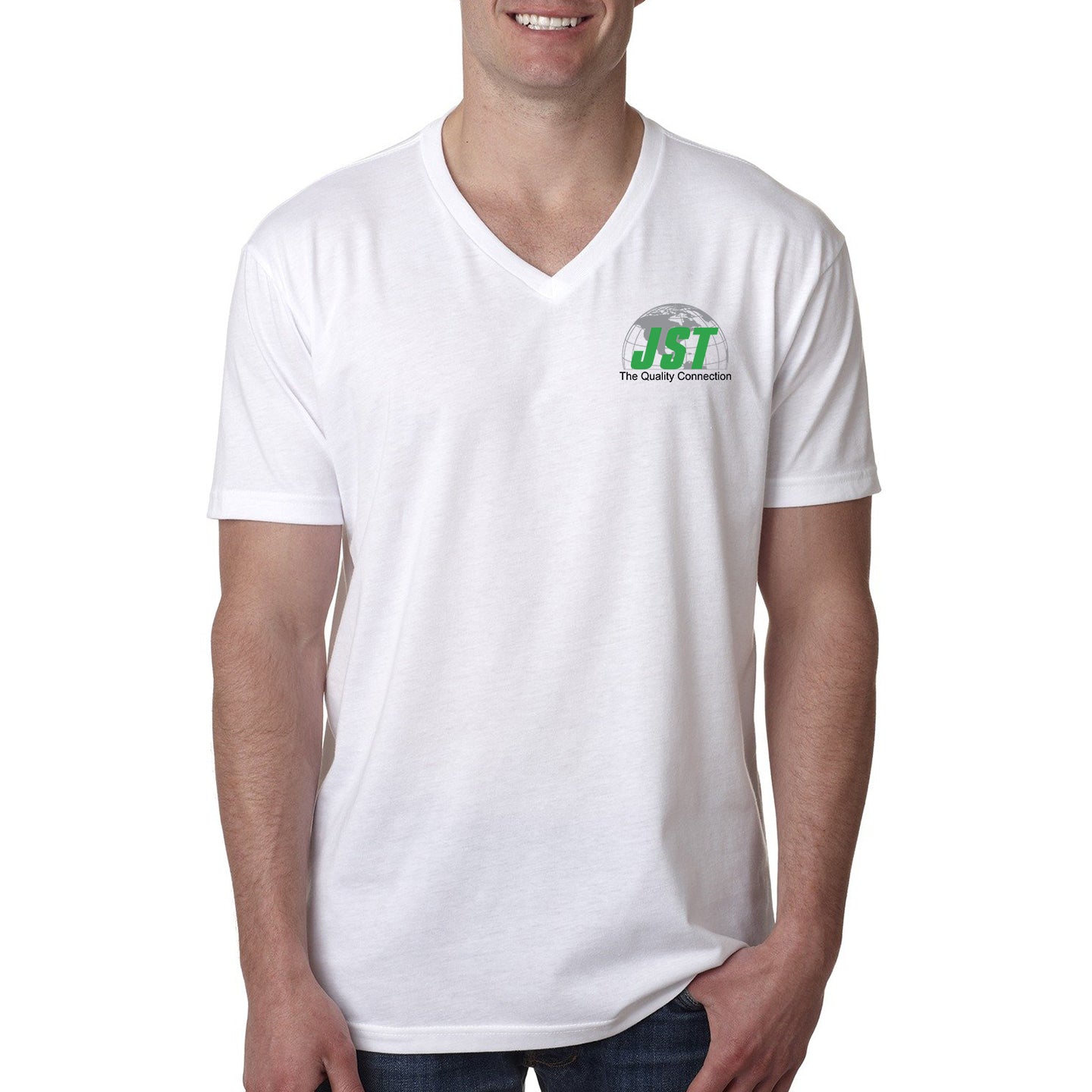 JST - Next Level Unisex 60/40 Blend Printed V-Neck T-Shirt with Crest Logo