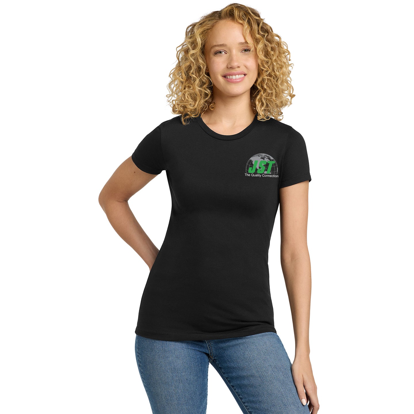 JST - Next Level Women's 60/40 Blend Printed T-Shirt with Crest Logo