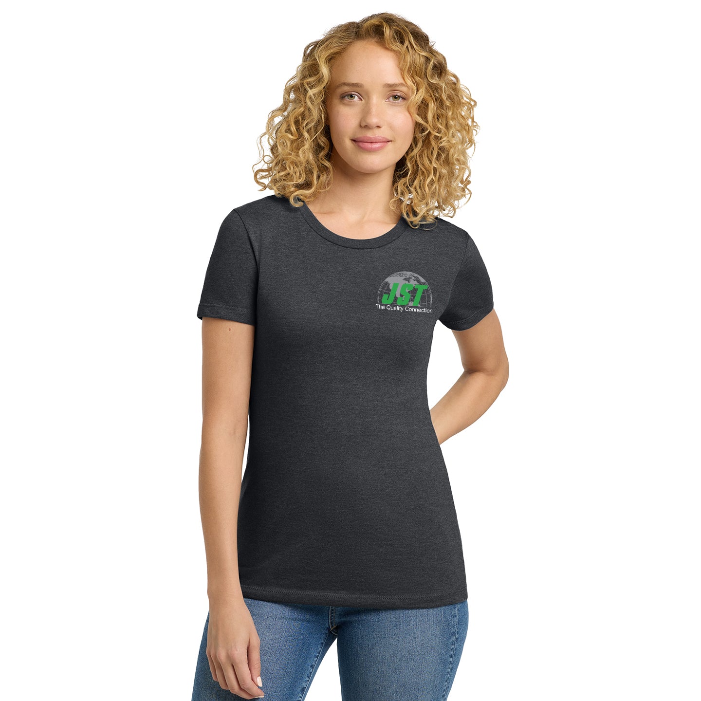 JST - Next Level Women's 60/40 Blend Printed T-Shirt with Crest Logo
