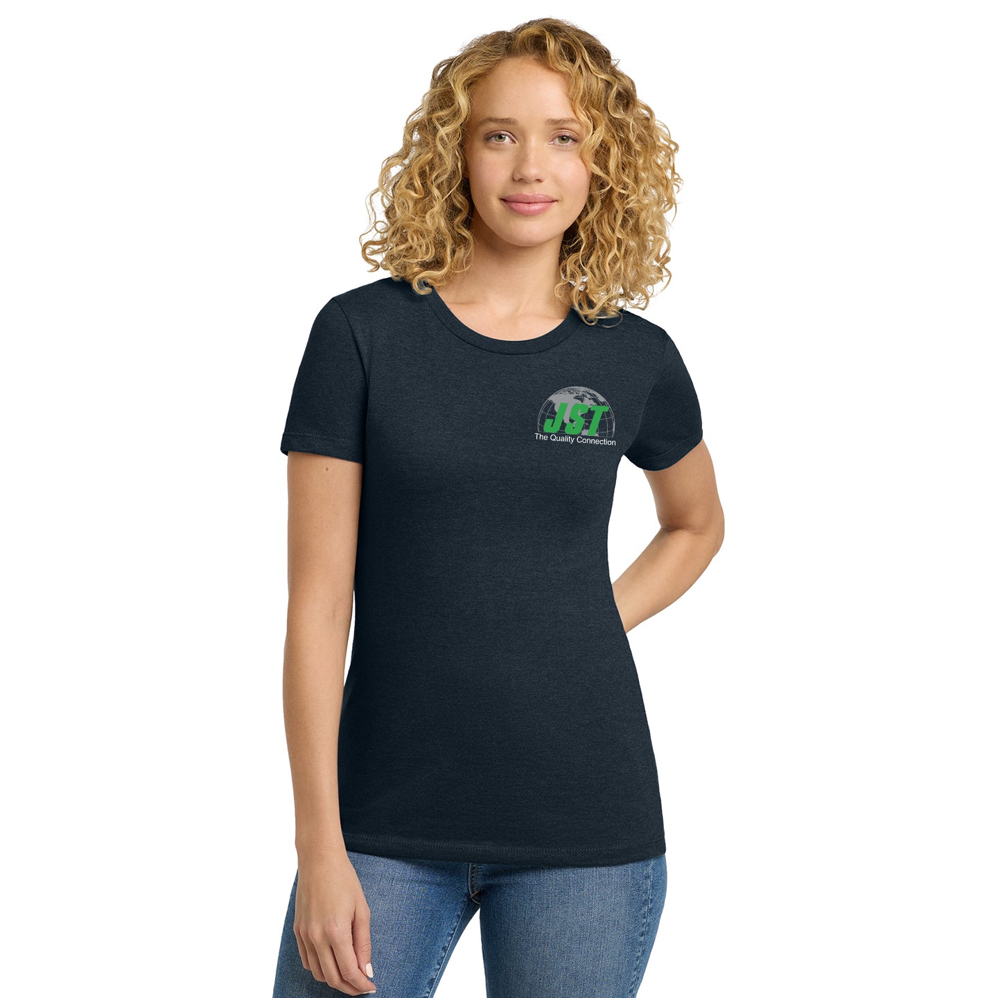 JST - Next Level Women's 60/40 Blend Printed T-Shirt with Crest Logo