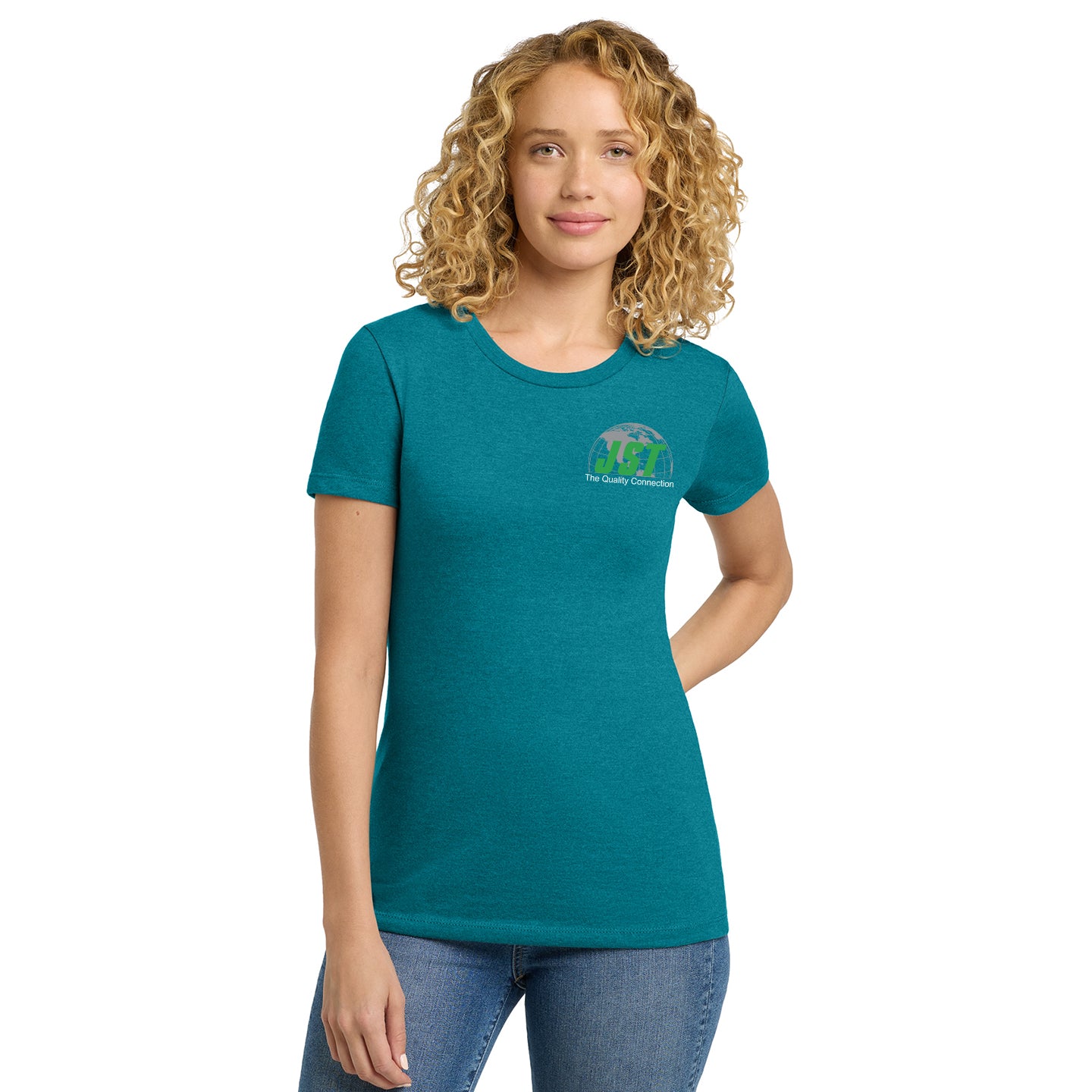 JST - Next Level Women's 60/40 Blend Printed T-Shirt with Crest Logo