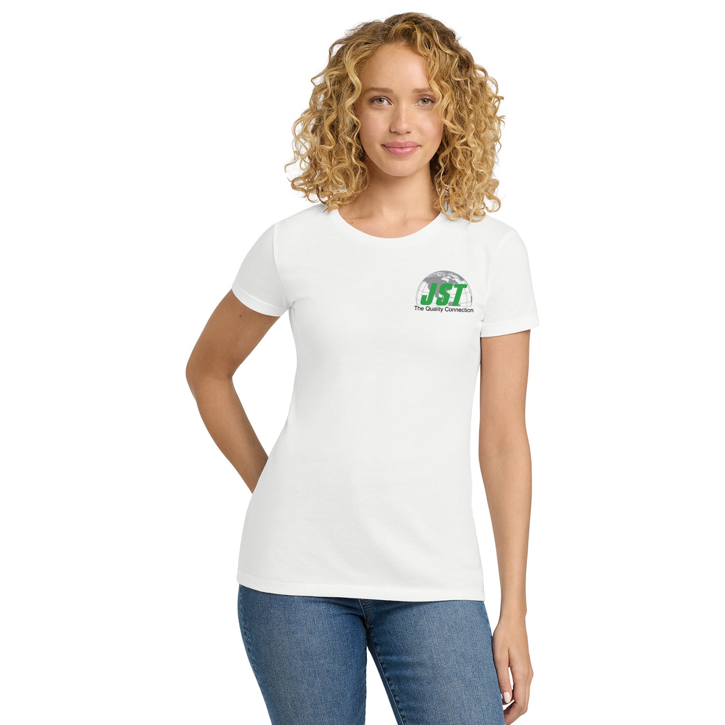 JST - Next Level Women's 60/40 Blend Printed T-Shirt with Crest Logo